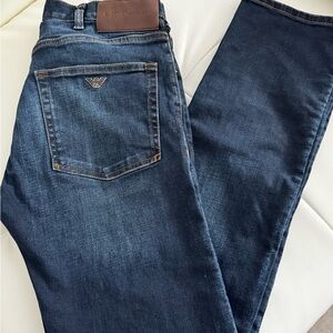Emporio Armani Men's Dark Blue Straight Jeans,New